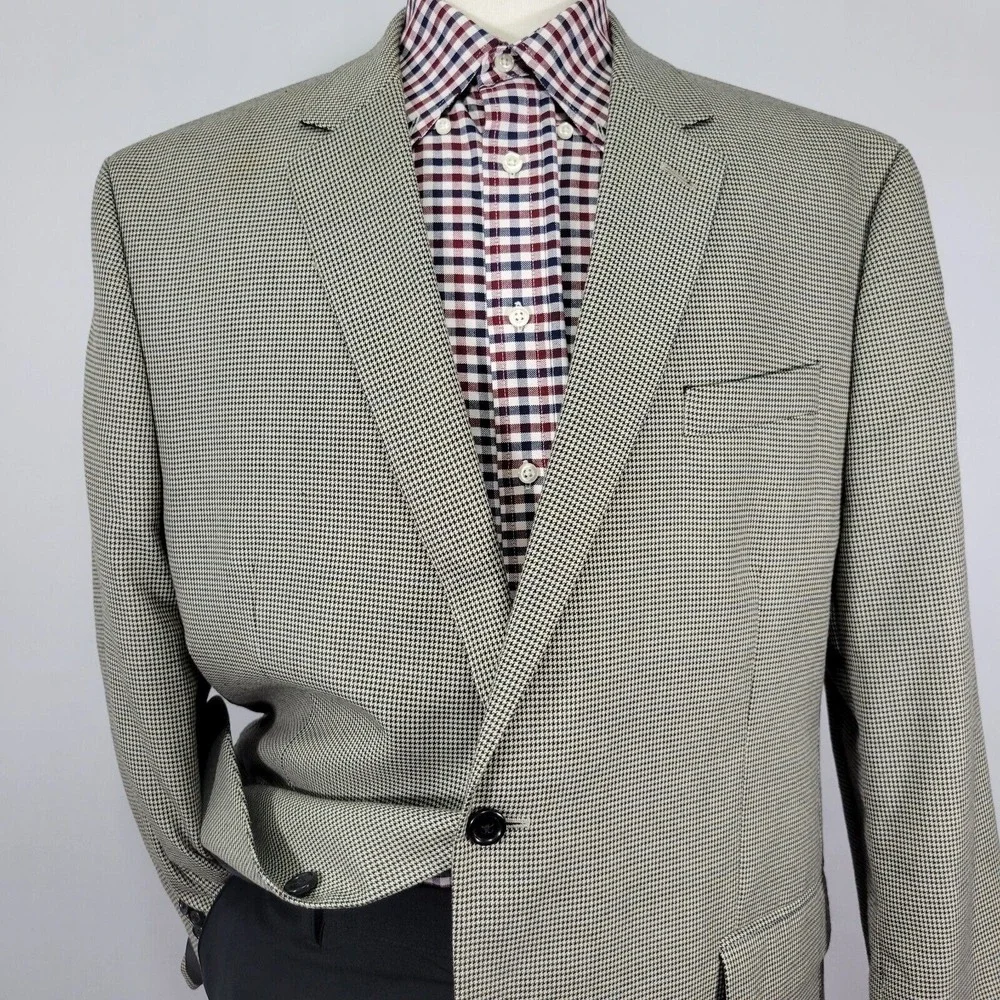Michael Kors Men's Sport Coat Blazer Two Button Houndstooth Poly Blend‎ 48S